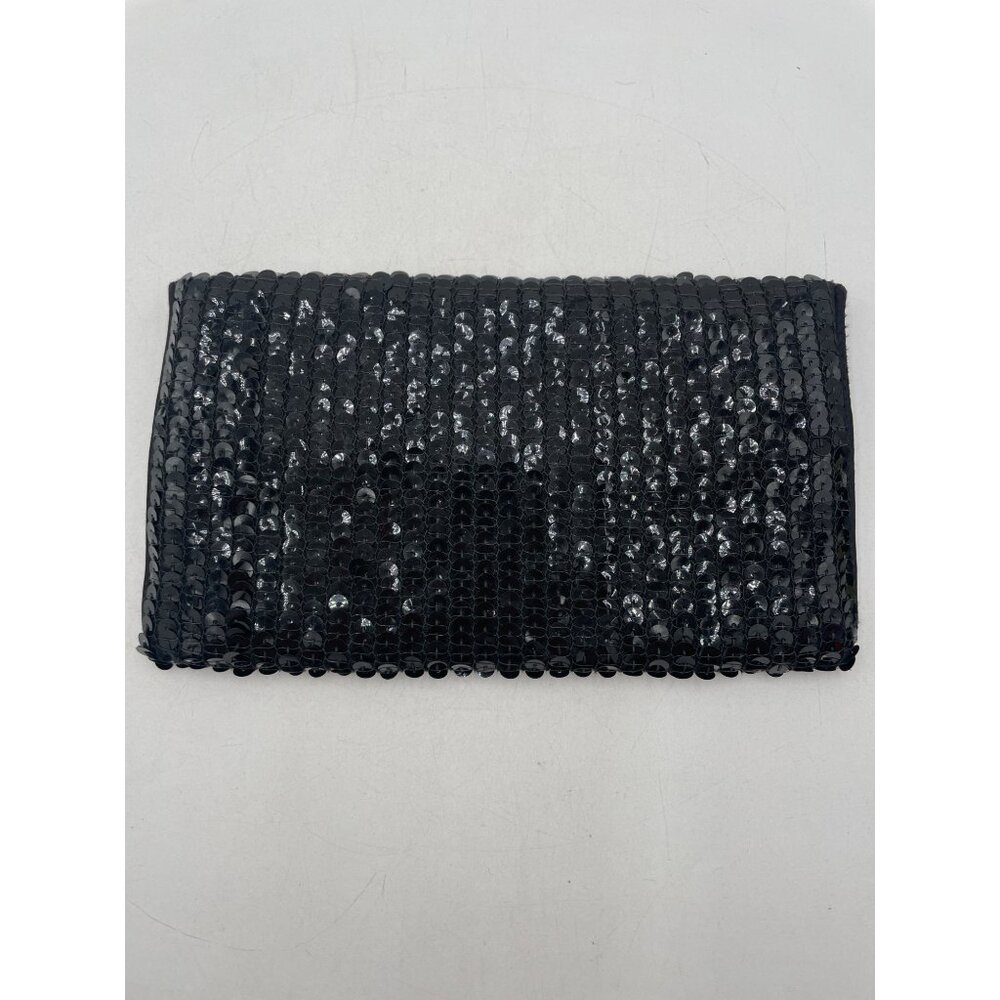 Vintage Norell Black Sequin Clutch Purse With Rhinestone Button Closure & Satin - Picture 2 of 7